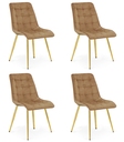 SPLIT Stuhl – brauner Samt / goldene Beine x 4