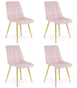 SPLIT Stuhl – hellrosa Samt / goldene Beine x 4