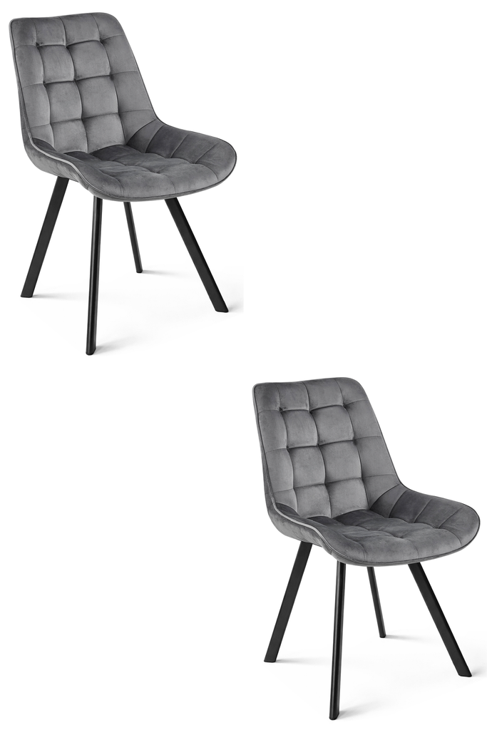 SORIA Stuhl – dunkelgrauer Samt / schwarze Beine x 2