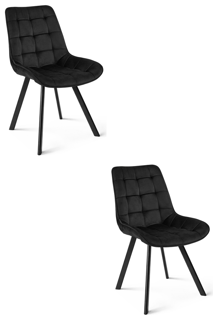 SORIA Stuhl – schwarzer Samt / schwarze Beine x 2