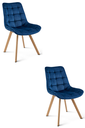 SORIA Stuhl – Marineblauer Samt / Beine aus Eiche x 2