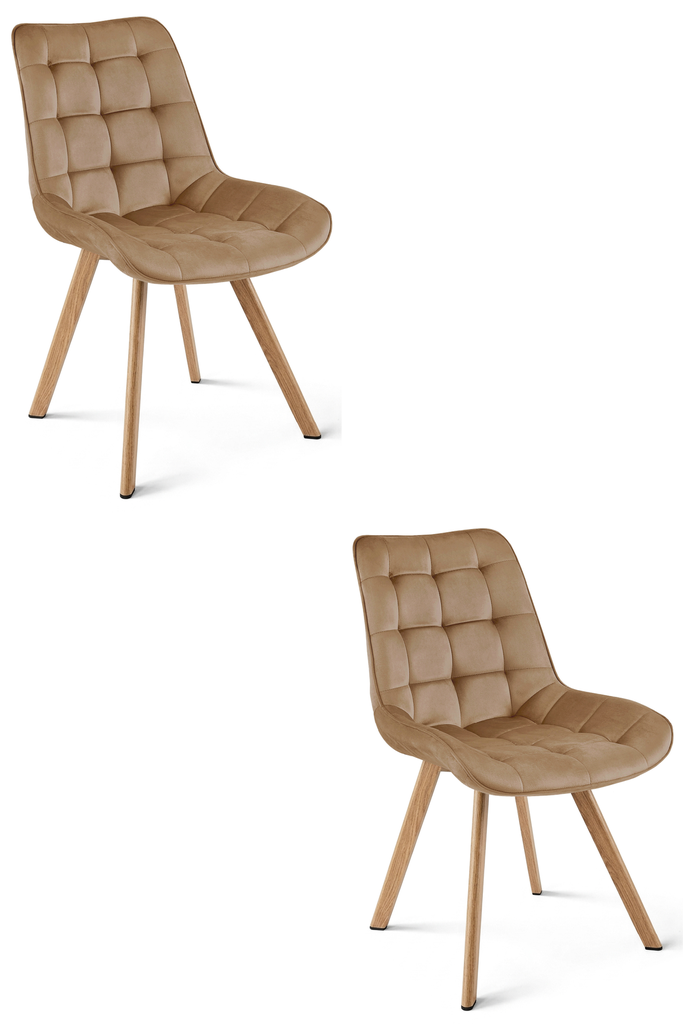 SORIA Stuhl – brauner Samt / Eichenbeine x 2