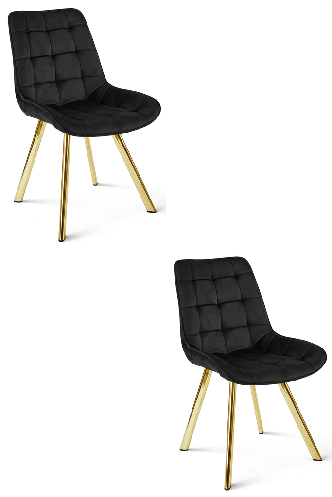 SORIA Stuhl – schwarzer Samt / goldene Beine x 2