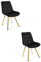SORIA Stuhl – schwarzer Samt / goldene Beine x 2
