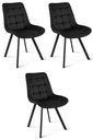 SORIA Stuhl – schwarzer Samt / schwarze Beine x 3