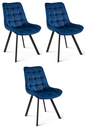 SORIA Stuhl – marineblauer Samt / schwarze Beine x 3