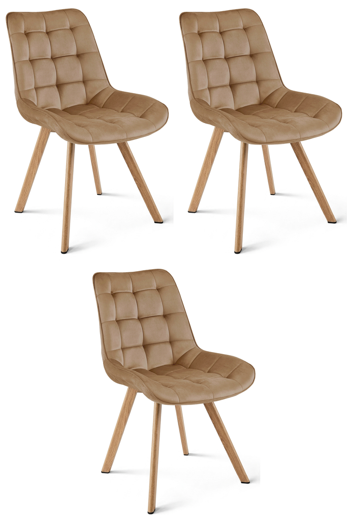 SORIA Stuhl – brauner Samt / Eichenbeine x 3
