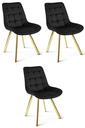 SORIA Stuhl – schwarzer Samt / goldene Beine x 3