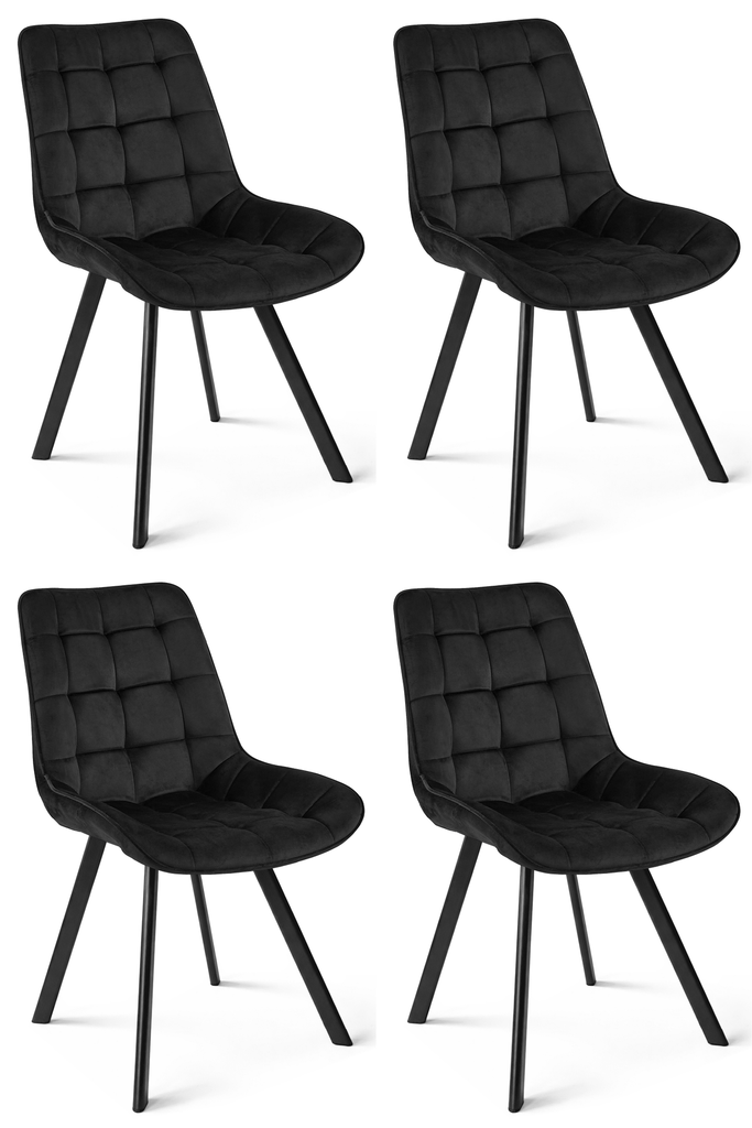 SORIA Stuhl – schwarzer Samt / schwarze Beine x 4