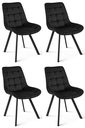 SORIA Stuhl – schwarzer Samt / schwarze Beine x 4