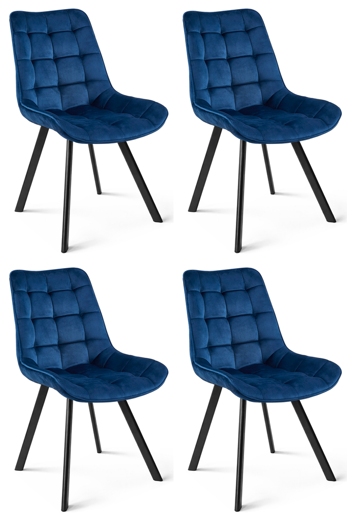 SORIA Stuhl – marineblauer Samt / schwarze Beine x 4