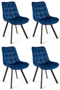 SORIA Stuhl – marineblauer Samt / schwarze Beine x 4