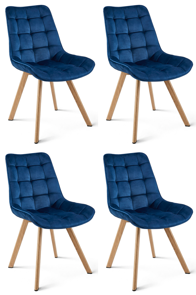 SORIA Stuhl – marineblauer Samt / Eichenbeine x 4