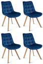SORIA Stuhl – marineblauer Samt / Eichenbeine x 4