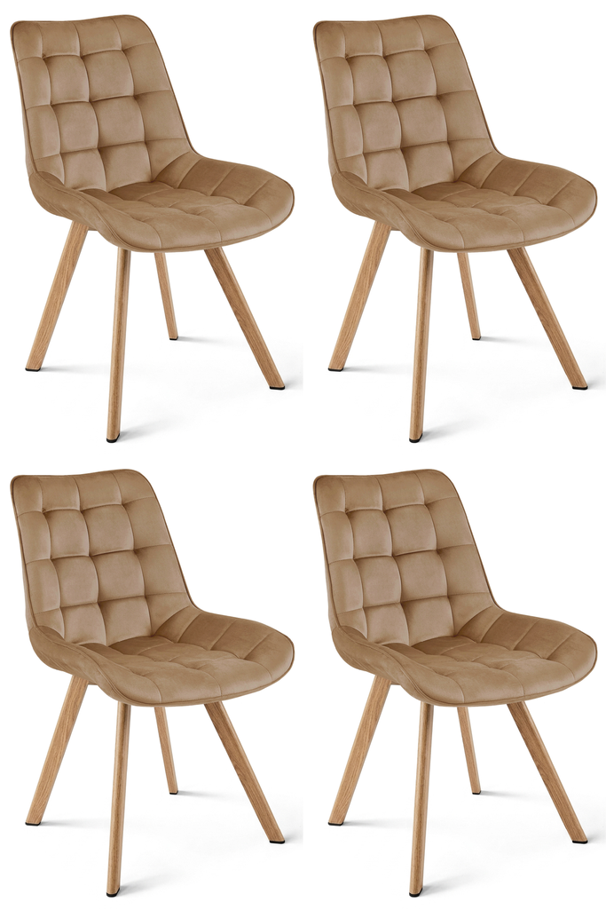 SORIA Stuhl – brauner Samt / Eichenbeine x 4