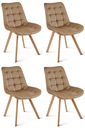 SORIA Stuhl – brauner Samt / Eichenbeine x 4