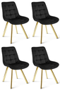 SORIA Stuhl – schwarzer Samt / goldene Beine x 4