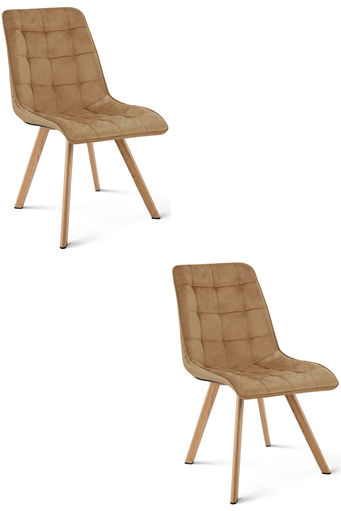 CIEZA Stuhl – brauner Samt / Eichenbeine x 2