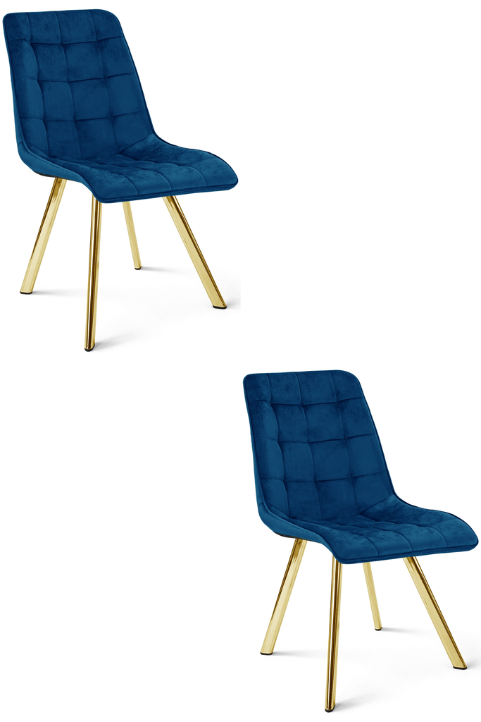 CIEZA Stuhl – marineblauer Samt / goldene Beine x 2
