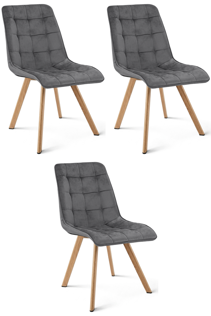 [model_4190_3] CIEZA Stuhl – dunkelgrauer Samt / Eichenbeine x 3
