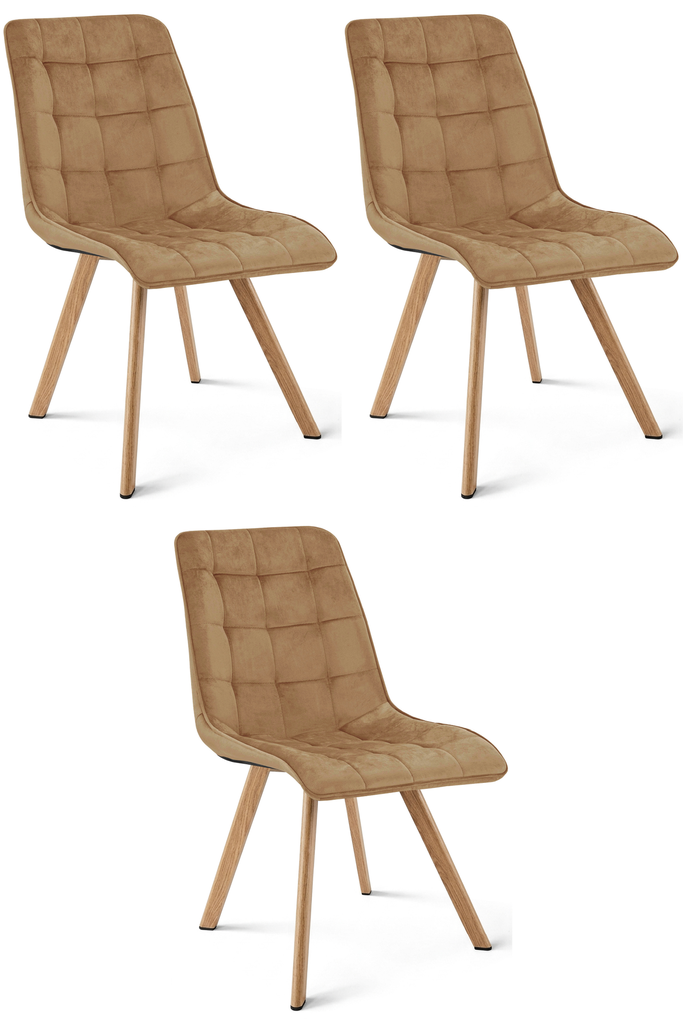 CIEZA Stuhl – brauner Samt / Eichenbeine x 3
