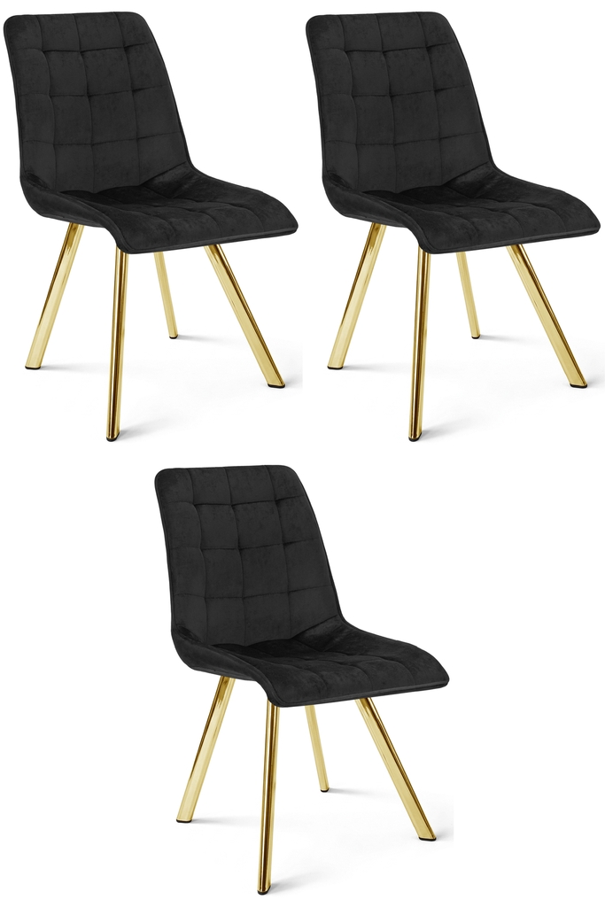 CIEZA Stuhl – schwarzer Samt / goldene Beine x 3