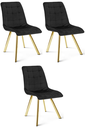 CIEZA Stuhl – schwarzer Samt / goldene Beine x 3