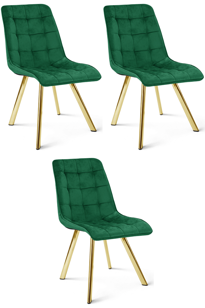 CIEZA Stuhl – grüner Samt / goldene Beine x 3