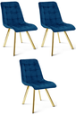 CIEZA Stuhl – marineblauer Samt / goldene Beine x 3