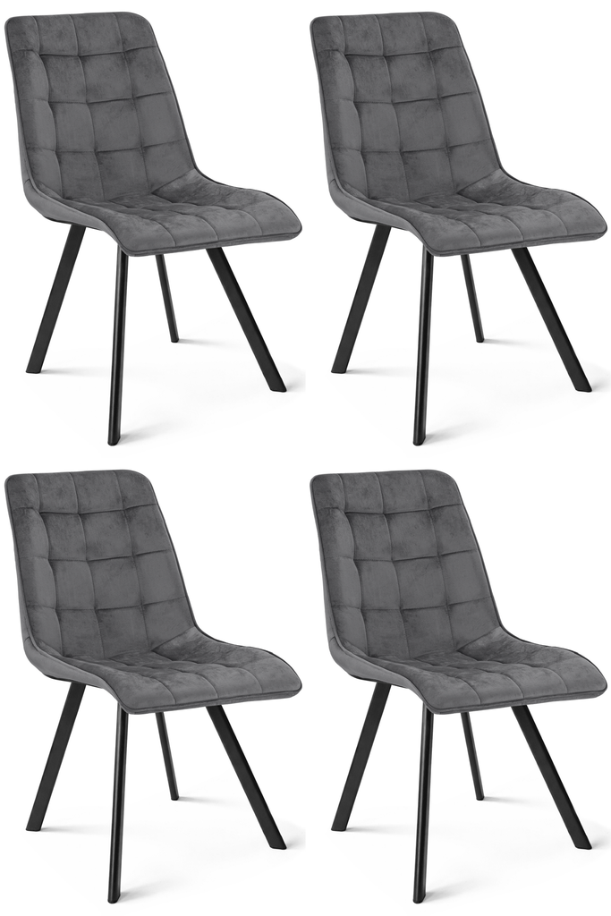 CIEZA Stuhl – dunkelgrauer Samt / schwarze Beine x 4