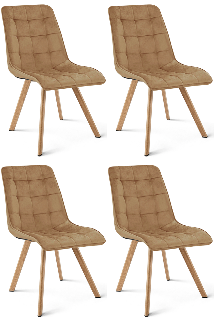 CIEZA Stuhl – brauner Samt / Eichenbeine x 4