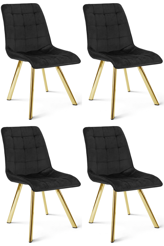 CIEZA Stuhl – schwarzer Samt / goldene Beine x 4