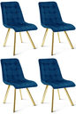 CIEZA Stuhl – marineblauer Samt / goldene Beine x 4