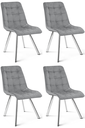 CIEZA Stuhl – hellgrauer Samt / Chrombeine x 4