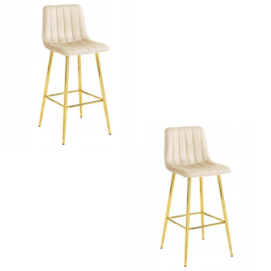 [model_4291_2] POZZA Hocker – hellbeiger Samt / goldene Beine x 2