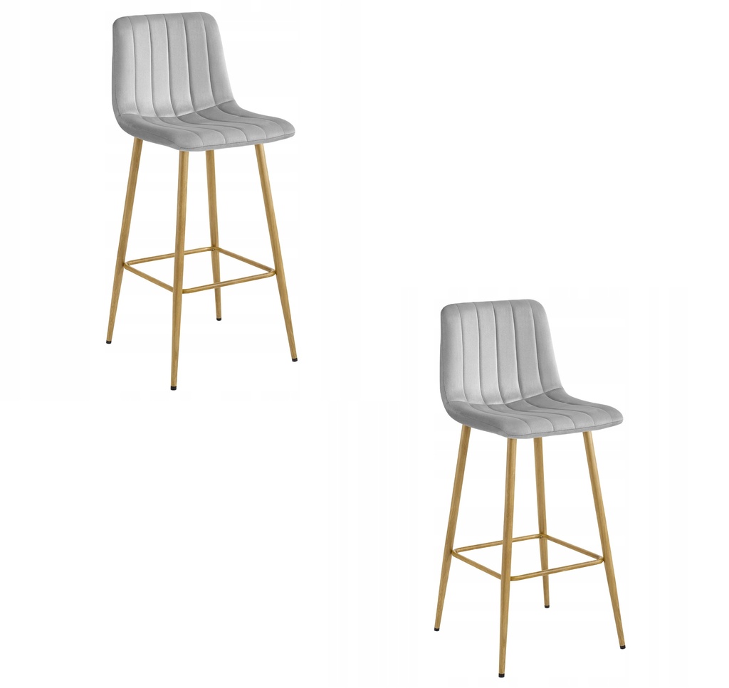 POZZA Hocker – hellgrauer Samt / Beine aus Eiche x 2