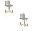 POZZA Hocker – hellgrauer Samt / Beine aus Eiche x 2