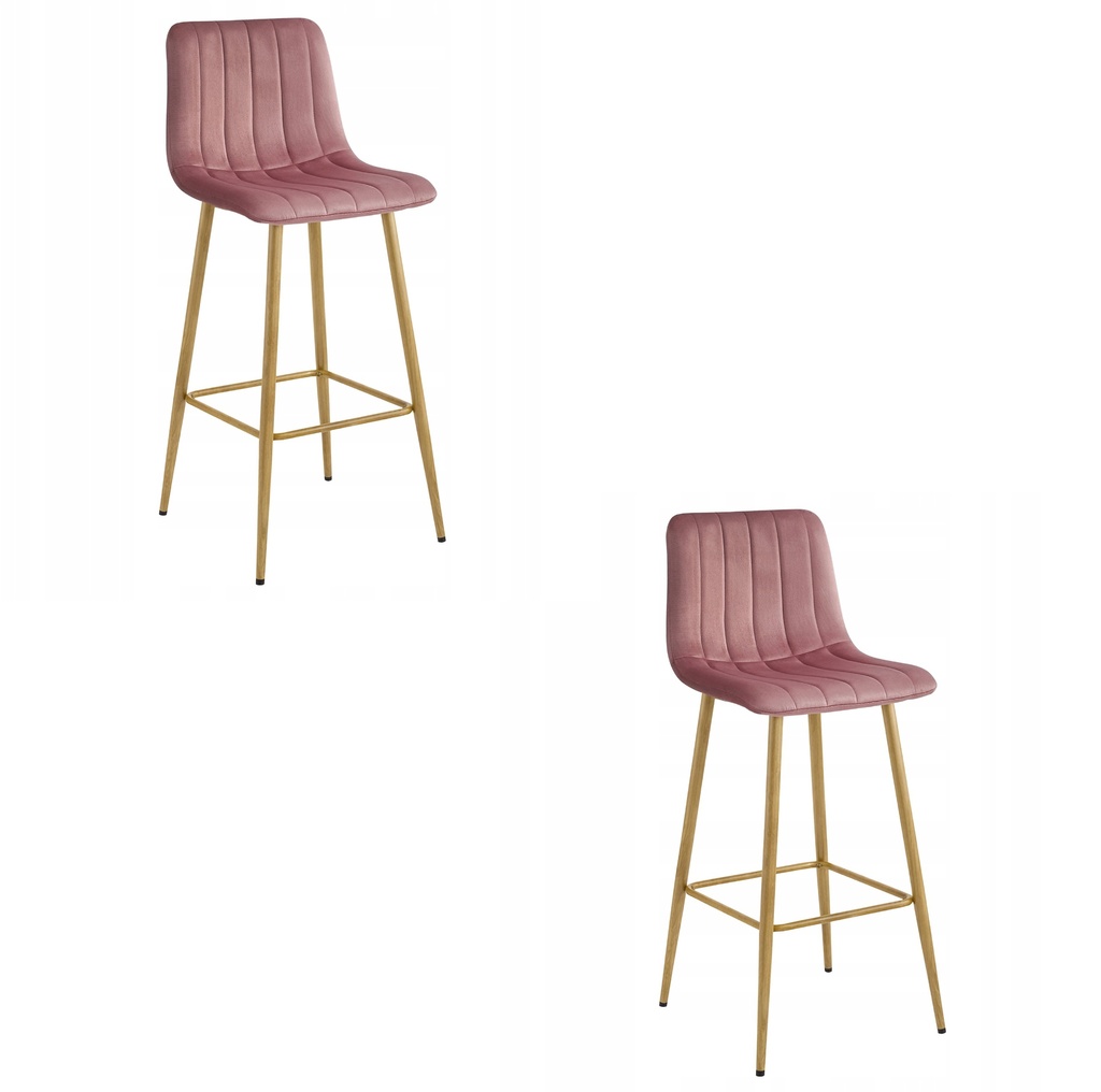[model_4307_2] POZZA-Hocker – dunkelrosa Samt / Beine aus Eiche x 2