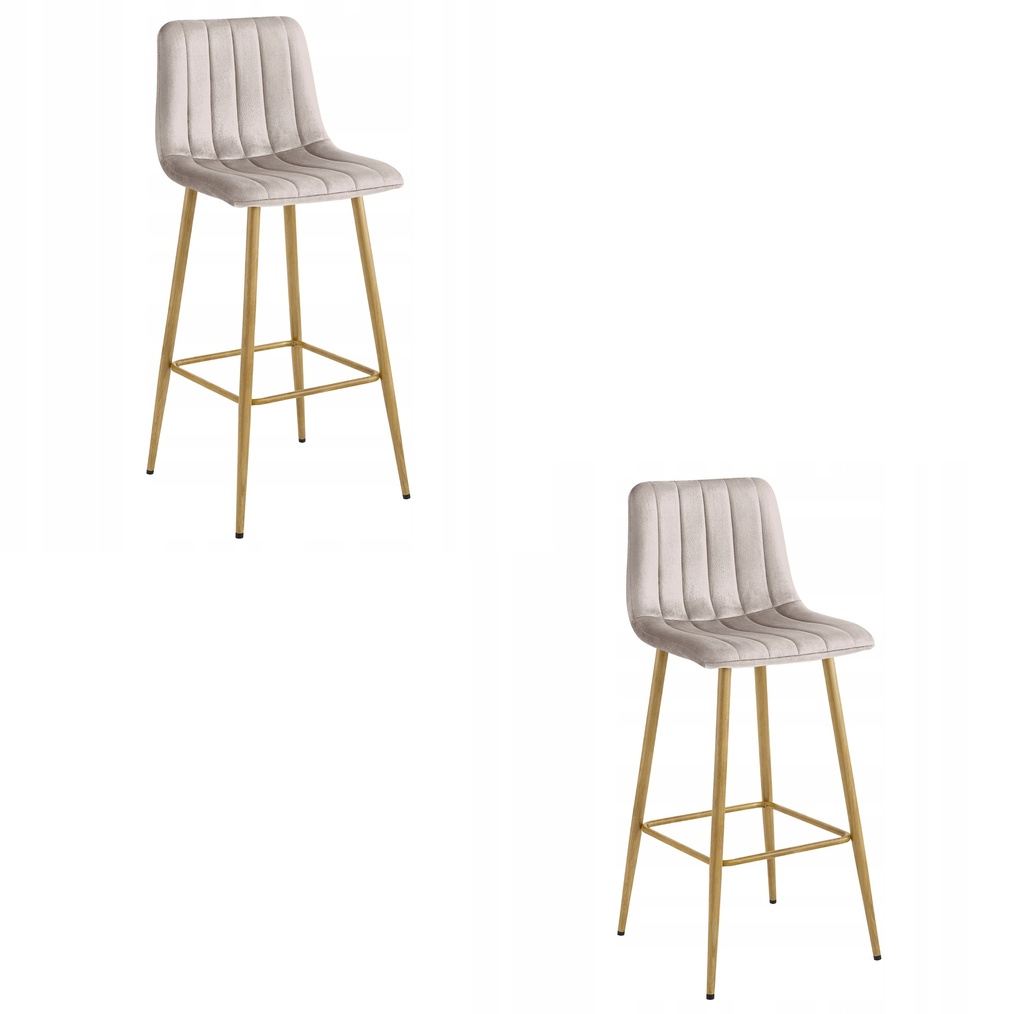 POZZA-Hocker – dunkelbeiger Samt / Eichenbeine x 2