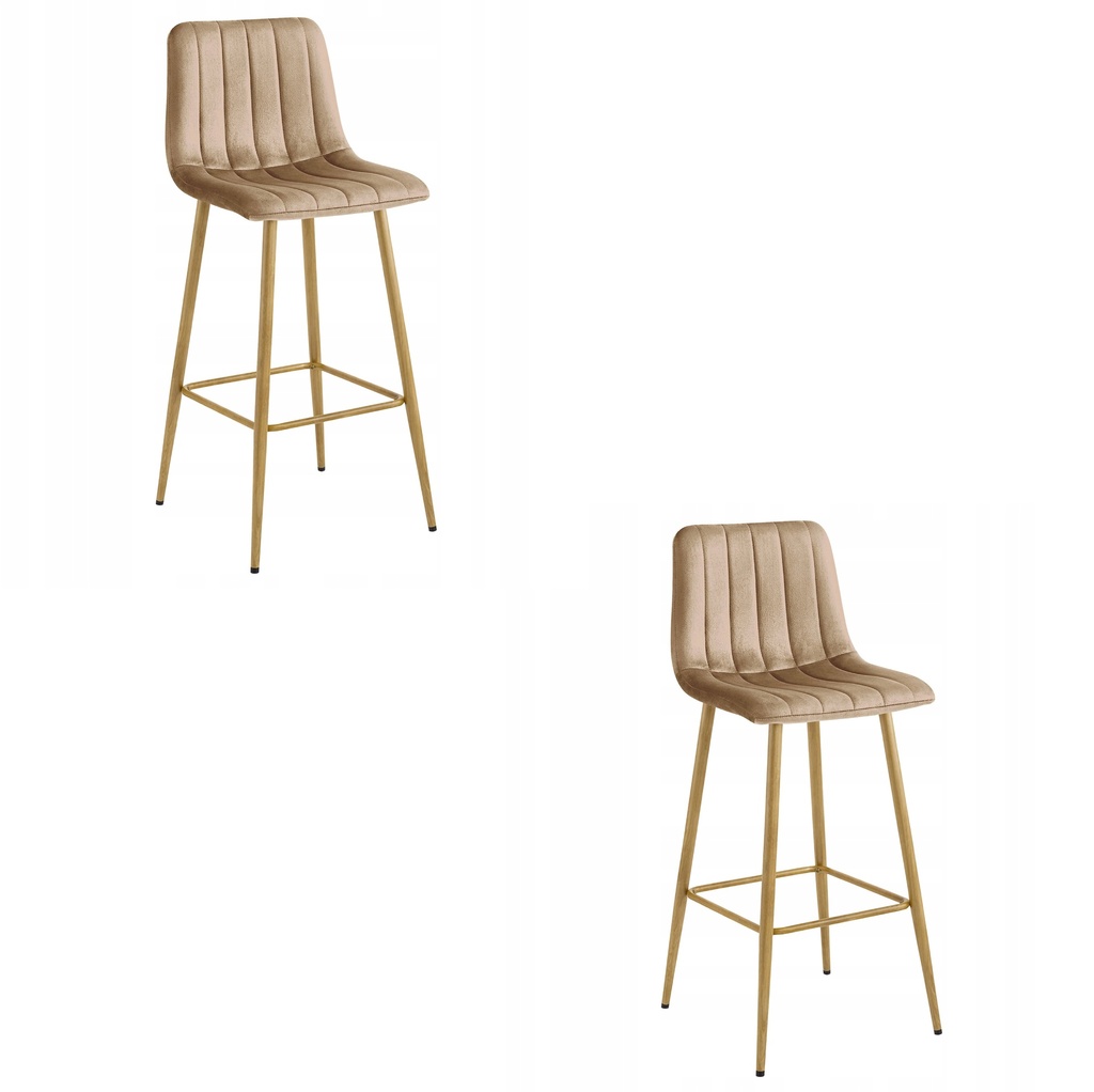 POZZA Hocker – brauner Samt / Beine aus Eiche x 2