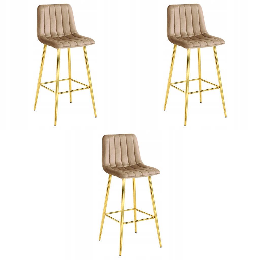 POZZA Hocker – brauner Samt / goldene Beine x 3