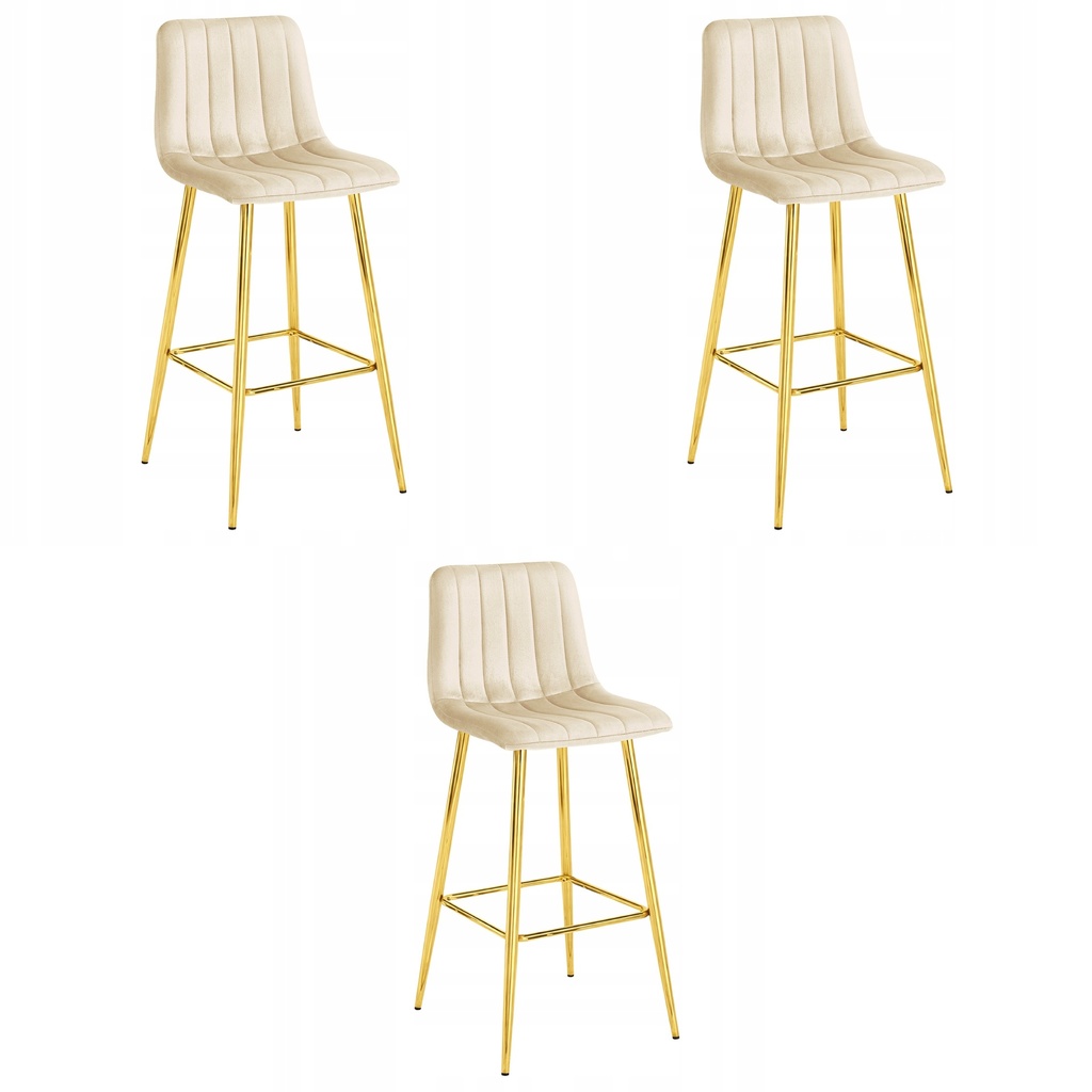[model_4291_3] POZZA Hocker – hellbeiger Samt / goldene Beine x 3