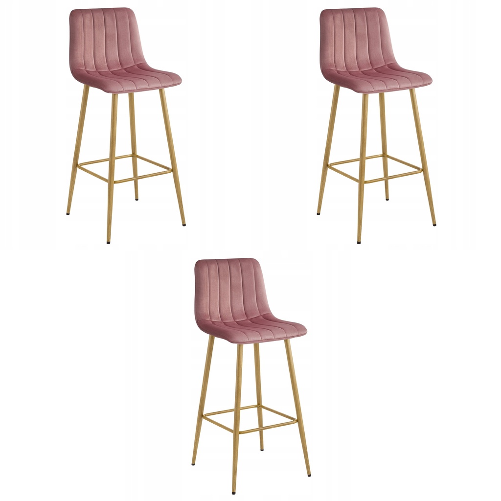 POZZA-Hocker – dunkelrosa Samt / Eichenbeine x 3