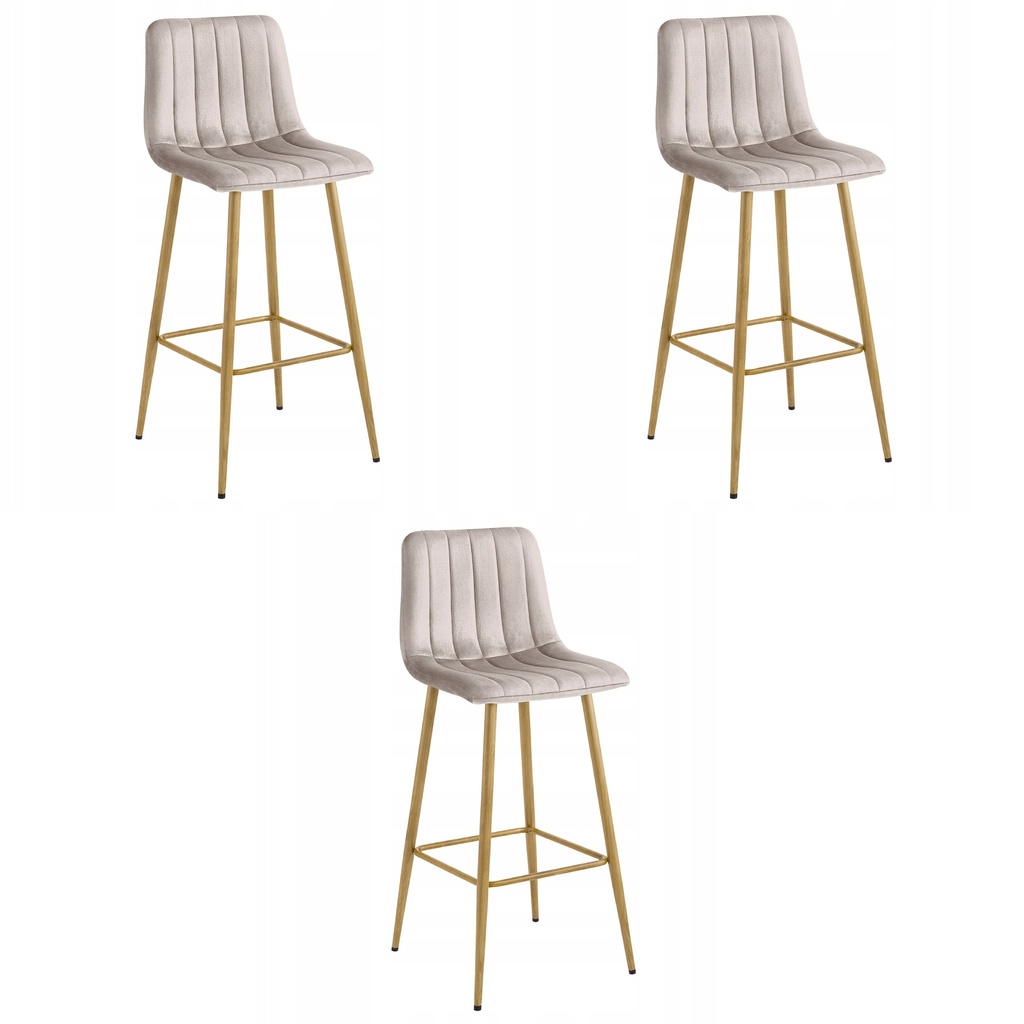 POZZA-Hocker – dunkelbeiger Samt / Eichenbeine x 3