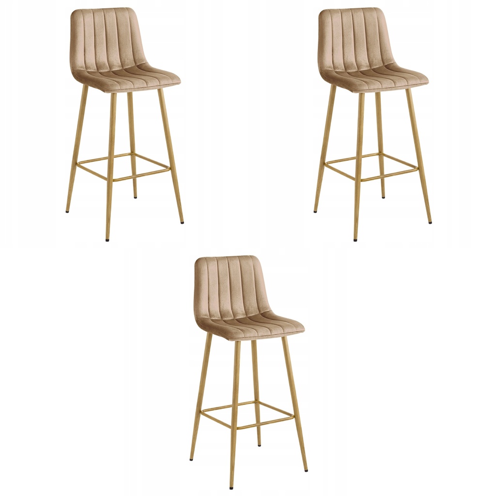 POZZA-Hocker – brauner Samt / Eichenbeine x 3