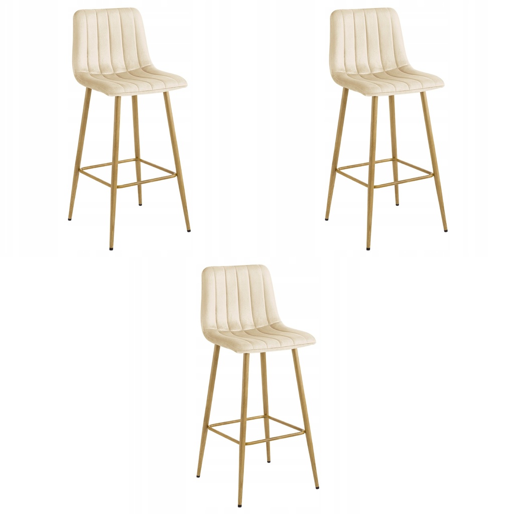 POZZA-Hocker – hellbeiger Samt / Eichenbeine x 3