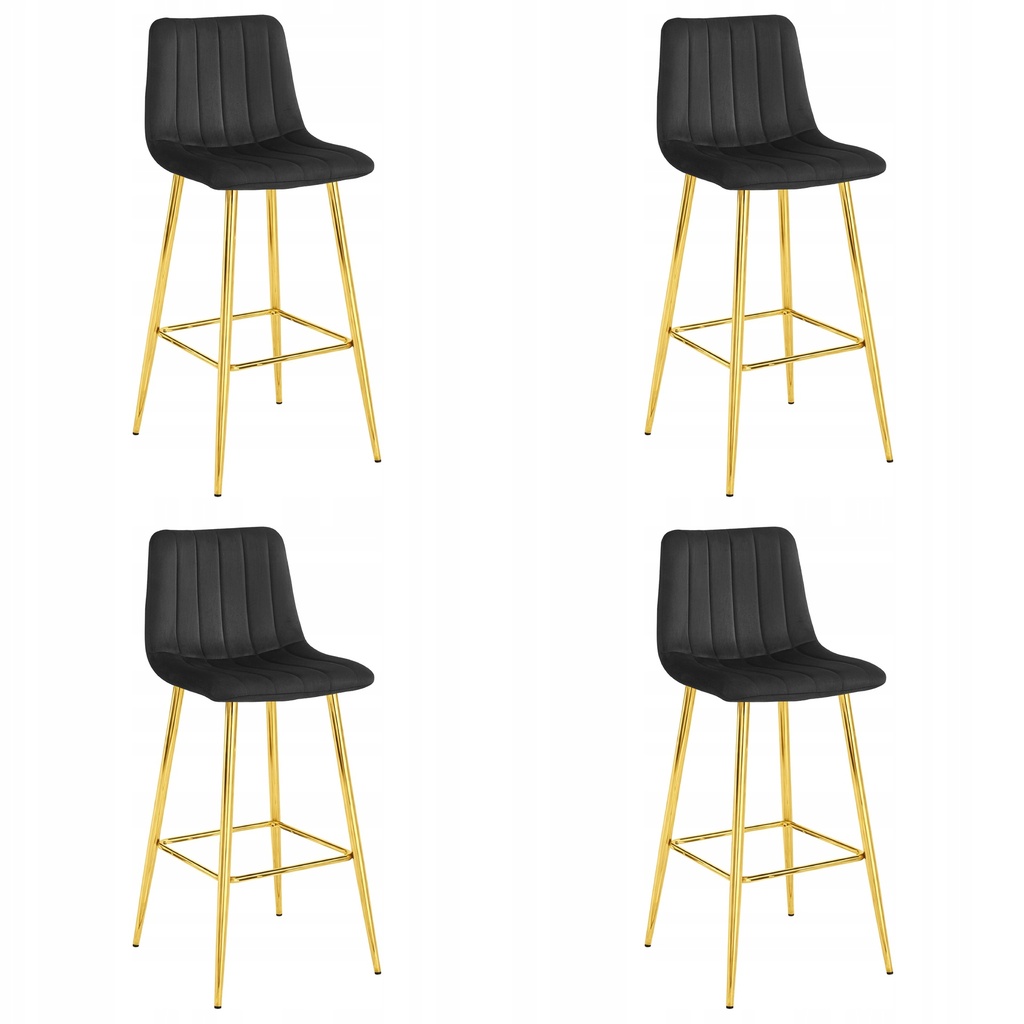 [model_4282_4] POZZA Hocker – schwarzer Samt / goldene Beine x 4