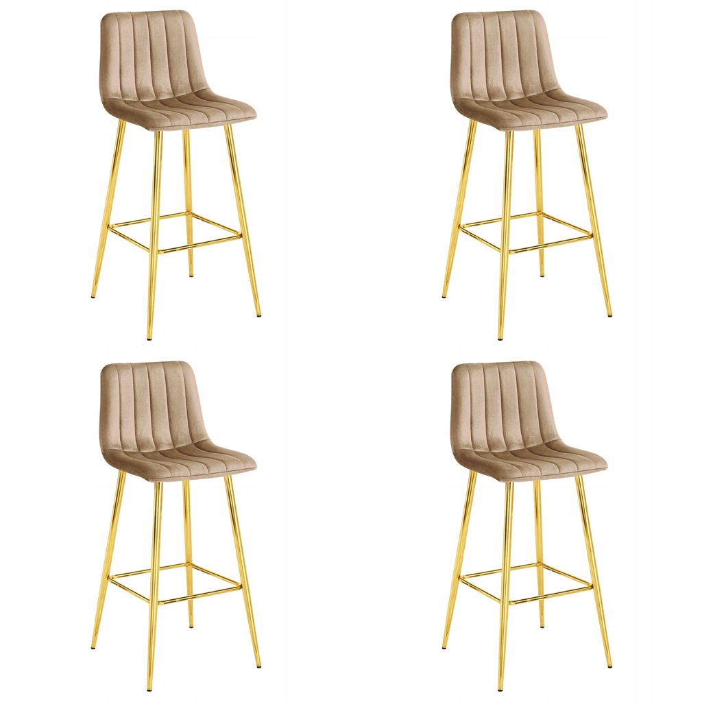 POZZA Hocker – brauner Samt / goldene Beine x 4