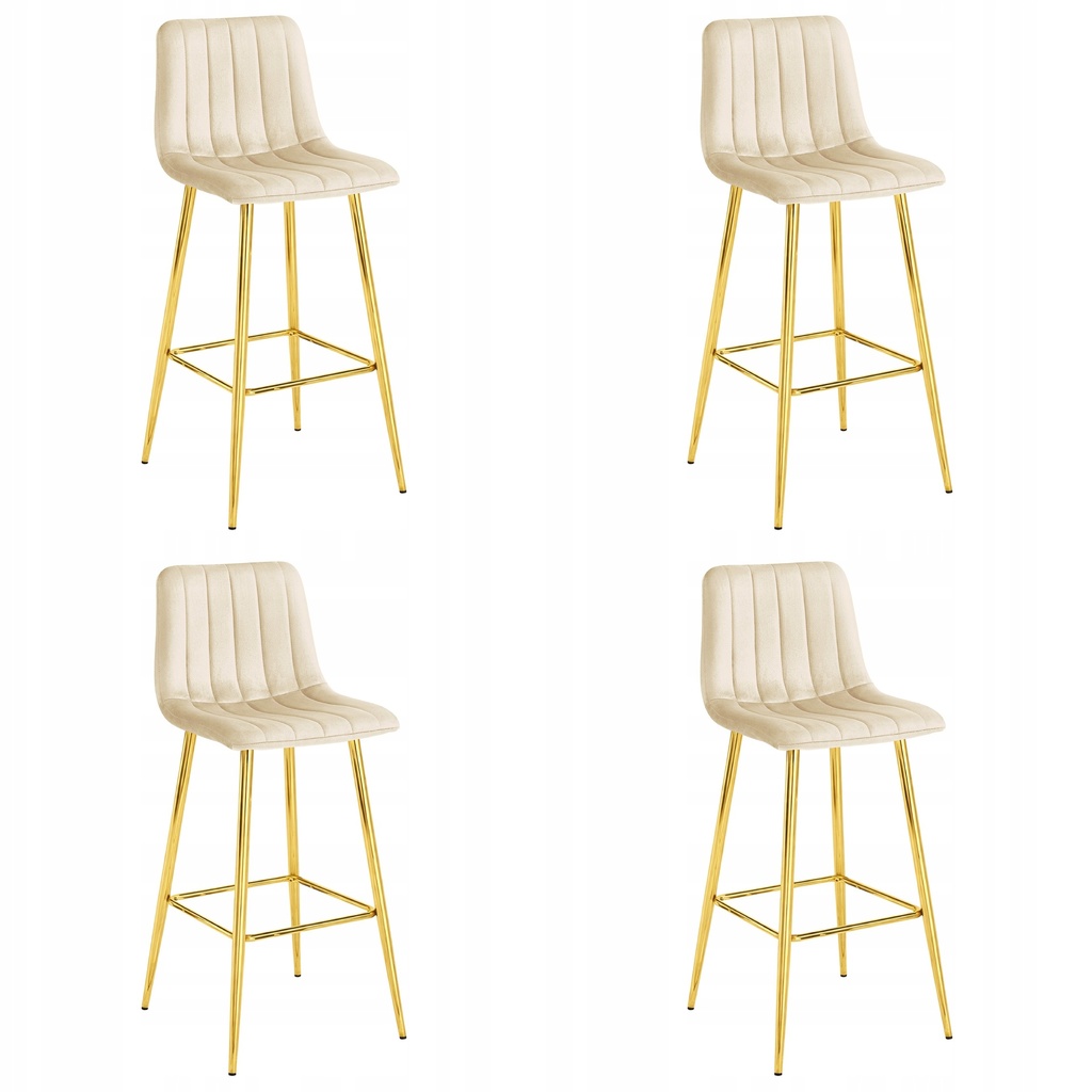 POZZA Hocker – hellbeiger Samt / goldene Beine x 4
