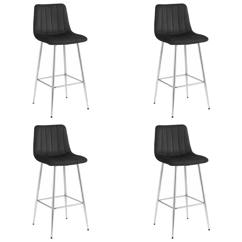 POZZA Hocker – schwarzer Samt / Chrombeine x 4